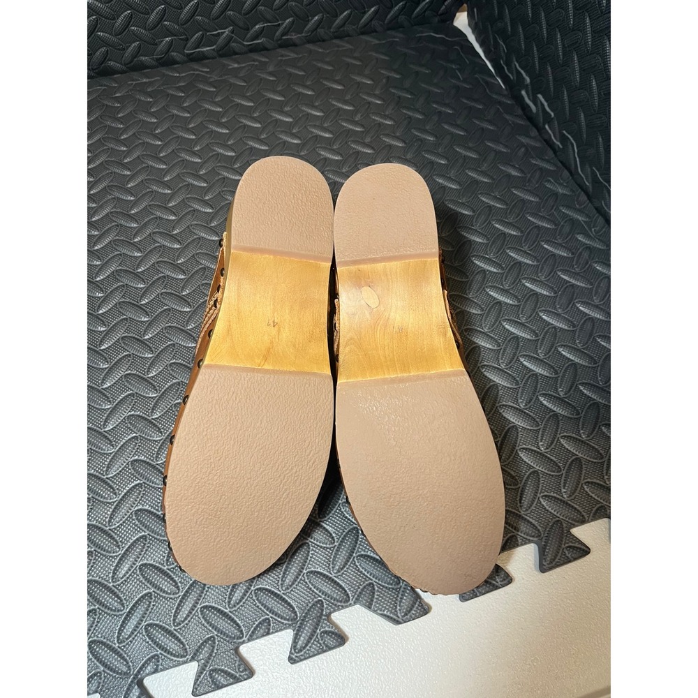 Isabel Marant Classic Thaile Clogs 41/11 Brown Leather Studded Wood Sole Mules - Picture 9 of 10